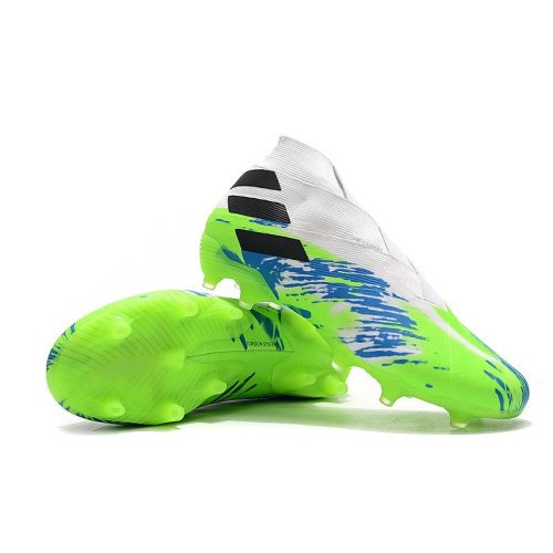 fodboldstøvler til mænd adidas Nemeziz 19+ FG Hvid Grøn Blå_7.jpg